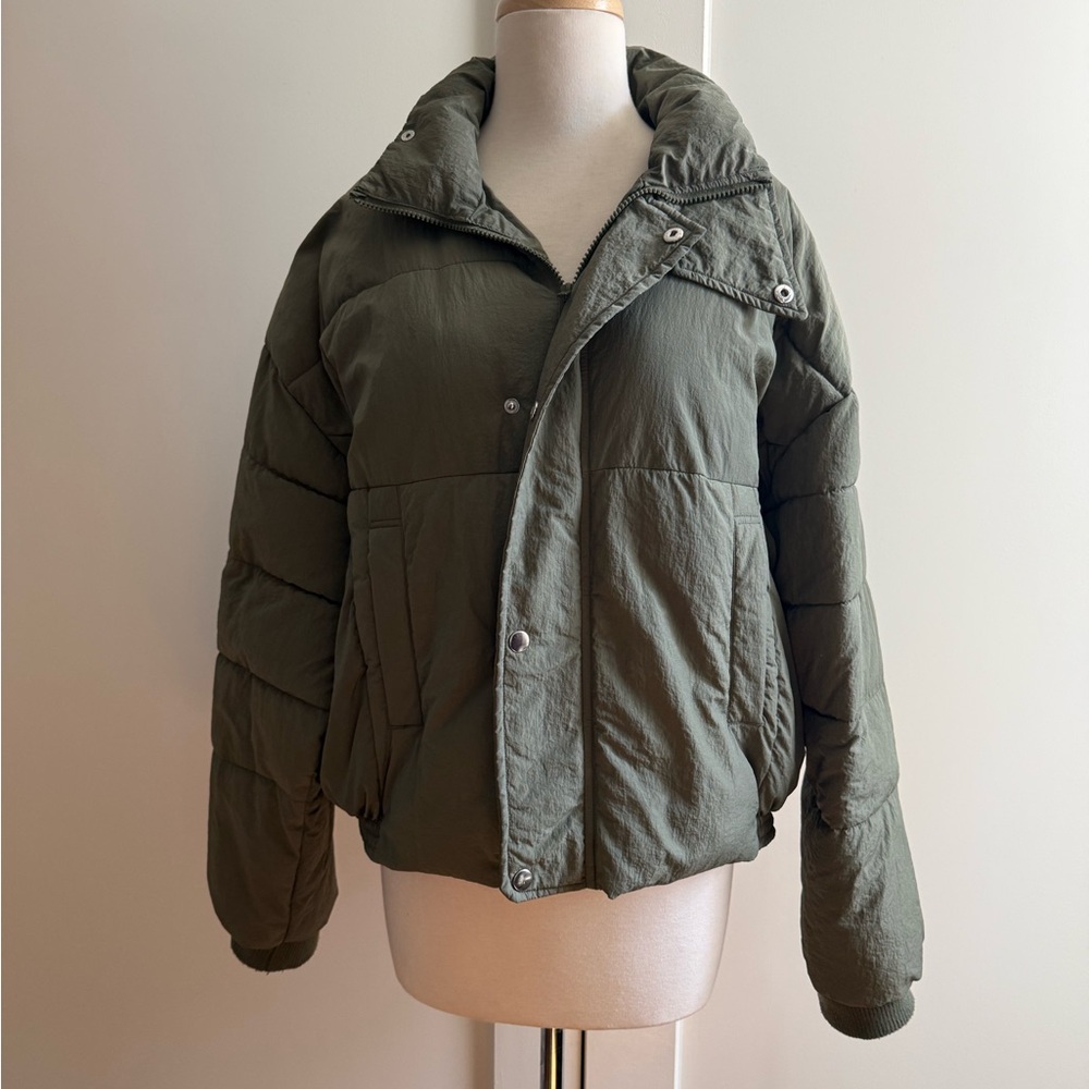 Free People Green Puffer Jacket